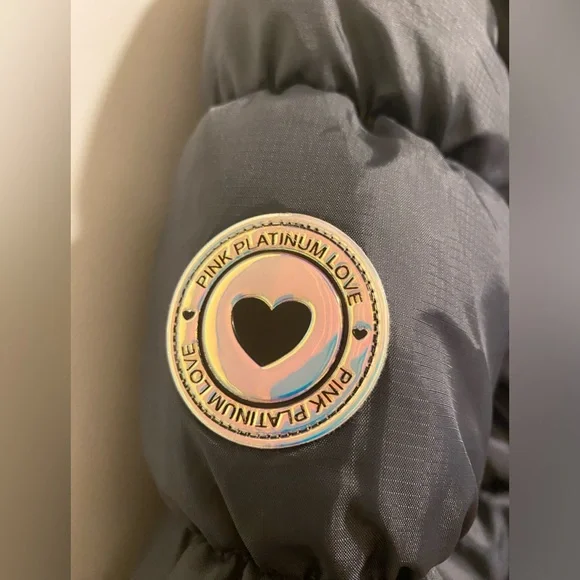 Girls Puff Coat Jacket Size 6x Charcoal Grey and Purple - Picture 4 of 5